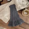 Novas Meias Grossas de Tricô Empilhadas Outono/Inverno Femininas Estilo Coreano para Meninas Levemente Flare Slimming Aquecedoras para Panturrilha
