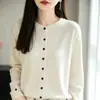 26 Cárdigan de Punto Casual Estilo Old Money para Mujer Suéter Abrigo de Cuello Redondo Estilo Nuevo Color Sólido Ropa Exterior que Reduce la Edad Top Cómodo
