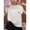 Camiseta Feminina Manga Curta Estilo Novo 2026, Versão Coreana, Top Simples de Nicho Branco com Gola Redonda, Camiseta Básica para Primavera, Verão e Outono