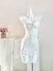 Nova Camisola Curta Sexy com Renda, Cobertura para o Quadril, Alças Finas, Tecido Modal, Estampa Floral 'Pure Desire', com Bojos, Roupa para Casa para Mulheres