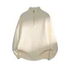 Suéter con media cremallera para hombre, estilo coreano, corte holgado, jersey sencillo con cuello camisero, top de punto liso de alta gama
