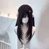 Peruca Guaiguai Feminina com Cabelo Longo Reto Preto em Camadas Altas, Franja Loli, Adequada para Uso Diário JK, Cabelo Longo Preto Lolita Natural