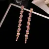 Novos Brincos de Zircônia Coloridos, Super Brilhantes, Versáteis, Simples e de Alto Padrão, Estilo Coreano Exquisitos Brincos de Jantar em Cobre