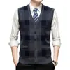 Colete Cardigan de Tricô para Meia-Idade e Idosos Colete Quente Roupa de Pai Suéter Solto Tamanho Grande Jaqueta sem Mangas Homem Recrutamento Distribuição Atacado
