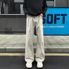 Otoño e Invierno Nuevos Pantalones Casuales para Hombre al por Mayor Transfronterizos Estilo Retro Americano Color Sólido Pierna Recta Ligeramente Acampanada Pantalones Largos Lavados para Hombre