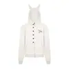 Cárdigan a rayas retro americano con capucha de orejas, nuevo estilo de otoño para mujer, chaqueta versátil casual y adelgazante