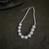 Colar Minimalista Roxo Estilo Francês com Pérolas Grandes e Pequenas para Mulheres, Corrente de Clavícula com Laço em Camadas da Moda, Gargantilha Tendência de Nicho