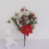Flor de Pascua Artificial Transfronteriza Hoja de Oreja de Conejo Piña Rama de Navidad Decoración de Escritorio Adornos de Candelabro Decoraciones de Mesa para el Hogar