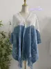 Capa de Punto Tie-Dye Étnica para Vacaciones, Capa Fina con Borlas para Mujer, Cárdigan, Chal Calado Estilo Primavera y Otoño, Blusa, Ropa Exterior
