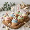 Decorações de Cupcake de Coelho da Páscoa com Impressão de Cor UV Estilo Ins Transfronteiriço Decorações de Bolo Feliz Páscoa Festa