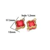 Pingente de Trevo de Quatro Folhas em Aço Inoxidável 18K com Duas Argolas Pingente de Cristal de Vidro Colorido Acessórios para Joias de Colar Brincos DIY
