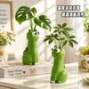 Jarrón de Gato Lindo de Ojos Grandes Plantas Verdes Hidropónicas Jarrón para Arreglos Florales Adorno Decoración de Sala de Estar Hogar Balcón Escritorio