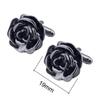 Manillas de Metal Cobre Personalizadas Negro Oro Rosa Flor Manillas Traje Camisa Ramillete Set Gemelos Franceses