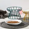 Cuenco cerámico para mascotas, cuenco nórdico para gatos, cuenco cerámico elevado para comida de gato, plato para snacks y comida enlatada, anti-tensión cervical, cuenco para comida de gato anti-derrames