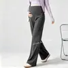Calça de Maternidade Primavera Outono Casual Solta Perna Larga Não Apertada na Barriga Calça de Maternidade Petite Tamanho Grande Calça de Arroz Pegajoso Inverno