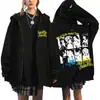 Stray Kids Dominam:Moletom com Capuz e Zíper Estampado Harajuku Periférico Solto