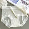 Ropa Interior Fina Sin Marcas para Mujer Base de Seda de Morera Hielo Seda Antibacteriana Secado Rápido Verano Cómodos Pantalones de Cintura Media