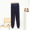 Calças femininas para meia-idade e idosos, primavera e verão, finas, de modal, plus size, calças harém, dança quadrada, cintura alta, largas, casuais