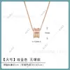 Collar de Primavera de Marca B de Gama Alta con Cintura Pequeña, Chapado en Oro Rosa de 18K, Hombrecito Rojo Cerámica Blanca y Negra Pareja Cadena para Clavícula con Diamantes