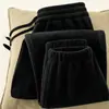 Pantalones de chándal de peso pesado con forro polar de doble cara, otoño e invierno, engrosados, de corte holgado, casuales, cálidos y adecuados para usar como ropa exterior, pantalones largos para hombre