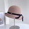 Chapéu de Pescador Estilo Tweed com Logo de Letras Feminino Outono e Inverno Novo Lã Australiana Chapéu Quente Simples Retrô Chapéu Balde