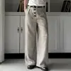 Pantalones anchos de botones con estampado de pata de gallo vintage para hombre, modernos y elegantes con un toque de alta gama, versátiles, estilo old money, pantalones largos sueltos y fluidos