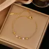 [Melhor Pulseira Estilo Quente 2] Temperamento Europeu e Americano High-End Ouro K Cruz de Titânio Pulseira Design de Nicho Estilo Frio Feminino