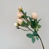 Flores Artificiais Atacado Rosas de 5 Cabeças com Borda Queimada Decoração de Casamento Decoração de Casa Adereços de Fotografia Rosas Retrô Atacado