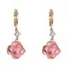 Moda Coreana y Japonesa Pendientes Dulces Versátiles de Gota de Aceite de Camelia Elegantes Lujo Ligero Simples Frescos Pendientes de Borla Venta al por Mayor