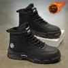 Botas de Terciopelo de Invierno 2025 para Hombre, Zapatos de Trabajo de Caña Alta Estilo Británico, Zapatos de Algodón Cálidos Engrosados para Hombre, Zapatos de Moda