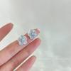 Hielo Cristal Transparente Diamante Triturado Pendientes de Tachuela Estudiante Pendientes para Mujer Temperamento Celebridad de Internet Douyin Estilo Caliente Nicho Sentido de Alta Gama Pendientes Joyería para Orejas