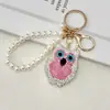 Chaveiro de Coruja Desenho Animado Fofo com Strass Completo Corrente de Pérolas Strass Criativa Pingente de Bolsa Fashion Acessórios para Chave