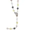 Colar longo de pérolas de alta qualidade, temperamento feminino, versátil, com diamantes em formato de folhas, corrente para suéter, novos acessórios de outono e inverno, atacado