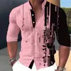 Camisa Masculina de Manga Curta, Moda Verão, Roupa Masculina Urbana, Luxo Leve, Alto Padrão, Color Blocking, Estampa Digital, Caimento Solto com Gola Lapela
