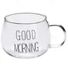 Taza Redonda de Vidrio Transparente Resistente al Calor de Vidrio de Borosilicato Alto con Asa, Taza para Desayuno de Leche de Avena, Taza para Jugos
