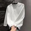 Sudadera Sencilla de Dos Piezas Falsas para Pareja 2025 Cuello Redondo Color Puro Versátil Diseño de Nicho Americano Estilo Europeo y Americano Superior Gris