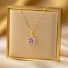 Colar de Zircônia Roxa Estilo Francês de Luxo Leve Gota d'Água Micro-Incustado para Mulheres, Corrente de Clavícula Exquisita da Moda de Alta Qualidade Versátil Novo Tendência