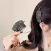 Grampo de Cabelo de Strass em Formato de Folha para Mulheres, Presilha para Franja Lateral, Pente para Cabelos Rebeldes, Presilha Superior de Cabelo, Acessório de Cabelo