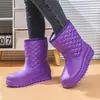 Botas de Algodão Forradas com Lã para Todas as Estações de Inverno Botas de Neve Impermeáveis de EVA para Chuva e Neve Botas de Algodão de Cano Médio à Prova de Frio Antiderrapantes Quentes Calçados de Borracha