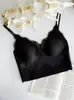 Lencería de satén con encaje para pestañas para mujer, cómoda, sin aros, sexy, tirante fino, espalda hermosa, estilo top de tirantes, puro deseo 5525