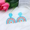 Día de San Valentín Chino Nuevos Aretes, Empalme Acrílico, Aretes de Corazón de Durazno Corazón Arcoíris Modernos, Aretes para Mujer
