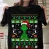 Camiseta de manga curta com gola redonda, estampa criativa de monstro de pelo verde, desejo de Natal 2023