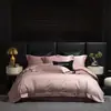 Conjunto de cama de quatro peças estilo nórdico de luxo leve de alta qualidade, 100% algodão, capa de edredom de cor sólida, lençol com elástico, lençol de cima, capa de edredom, acessórios de cama