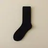 Meias Grossas de Cor Sólida com Forro de Fleece para Mulheres, Quentes de Inverno, de Cano Médio, Meias Maternidade de Terry Felpudo, Meias de Cano Médio para Mulheres