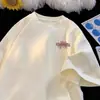 Camiseta de Manga Curta com Estampa de Letras para Homens no Verão, Solta e Respirável, Manga Meia-Manga, Marca de Moda Americana, Camiseta Top Anti-Amassar e que Mantém a Forma