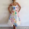 Nuevo vestido de tirantes casual, elegante y con estilo, estampado digital transfronterizo para mujer, vestido de verano