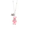 Collar Colgante Oso de Terciopelo con Borla de Perla Moda Otoño e Invierno Versátil Estilo Casual Cadena para Suéter Accesorio Elegante y con Estilo