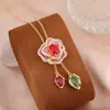 Versão Alta Shijia Idyllia Colar de Flores Coloridas para Mulheres Moda Europeia e Americana Pingente de Flor Multicor Corrente Clavicular Transfronteiriço