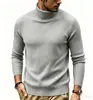 Otoño e Invierno Nuevo Suéter de Punto de Color Sólido con Rayas Verticales Ajustado para Hombre Estilo Europeo y Americano Suéter Cálido de Hilo Capa Base