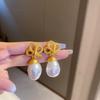 Pendientes de plata con forma de aguja, ligeros, de lujo, con perlas de amor, de nicho, de alta gama, estilo Joker, a la moda, al por mayor